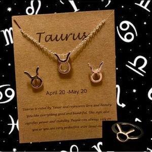 Taurus Necklace, Earrings & Ring Set